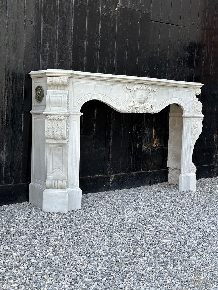 Napoleon III Carrara marble mantel, circa 1880
