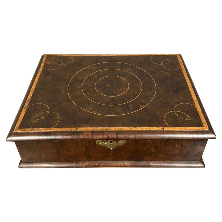 Angleterre XIXeme : Grand coffret en marquèterie de bois précieux vers 1880