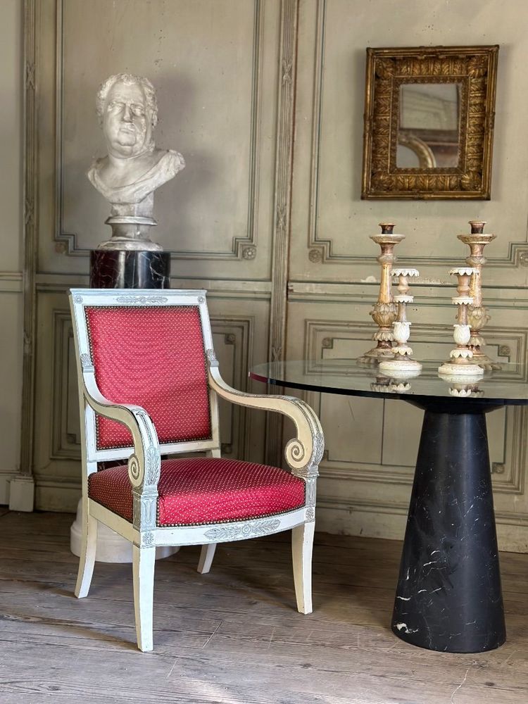 Paire De Fauteuils Empire, Patine Deux Tons Récente, XIXème Siècle
