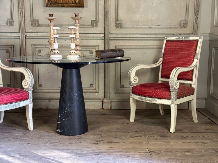 Paire De Fauteuils Empire, Patine Deux Tons Récente, XIXème Siècle