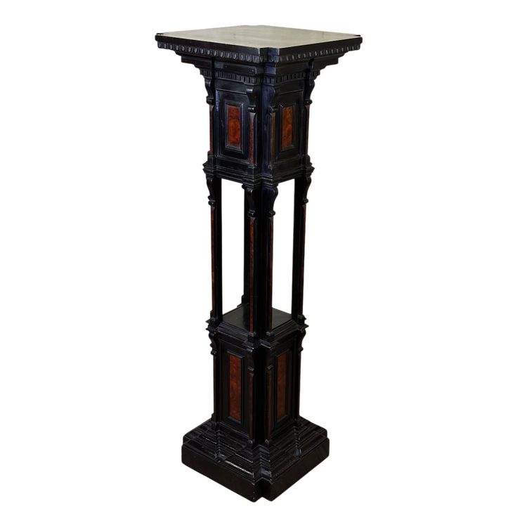 Sellette En Bois Noirci Et Placage De Loupe, Superbe Assemblage De Moulures Circa 1880