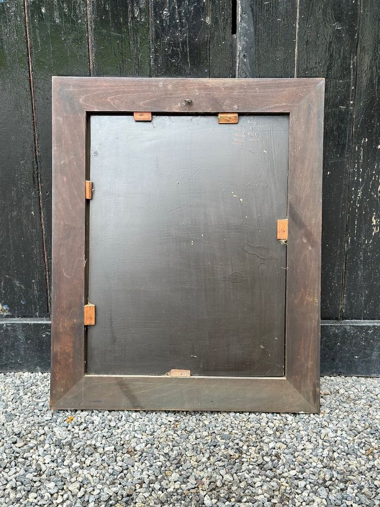 Specchio in tartaruga e legno riccio nero nello stile di Antwerp Frames
