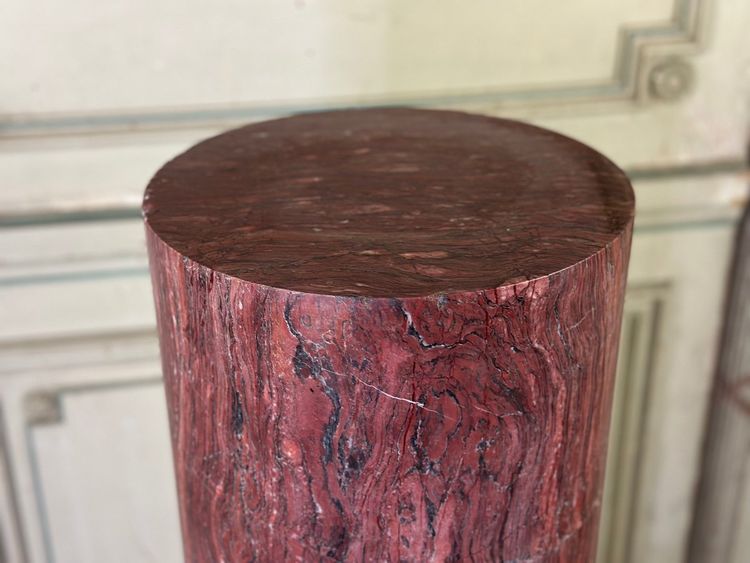 Pink Marble Column On A Carrara White Base Circa 1880