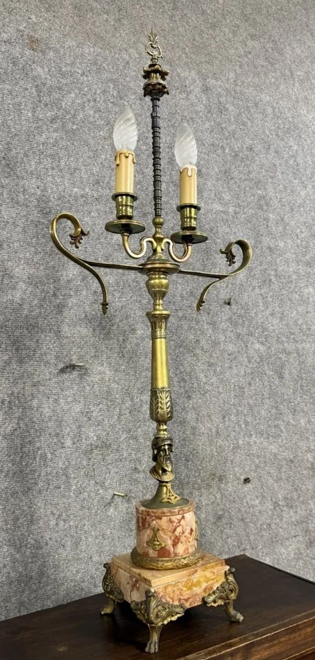 Empire period lamp in bronze and marble