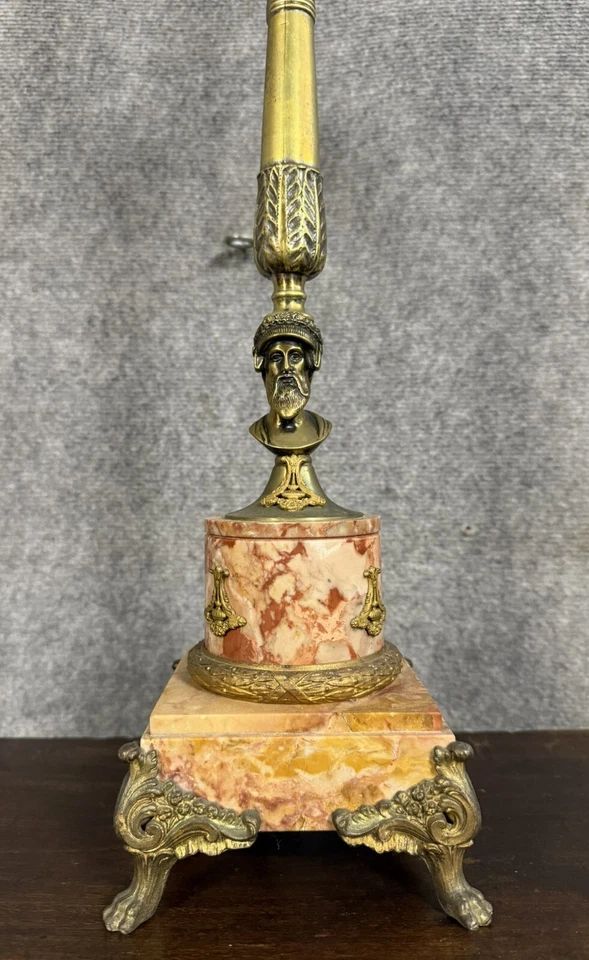 Empire period lamp in bronze and marble