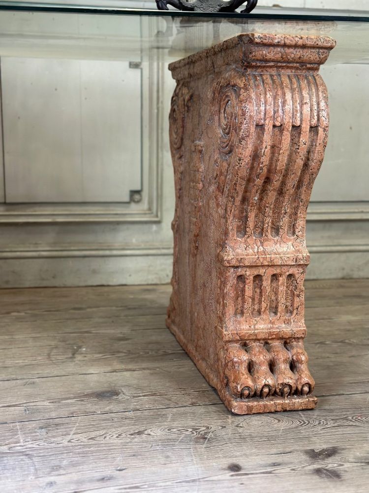Paire De Socles De Table En Marbre Rouge De Vérone, Italie, XIXème Siècle