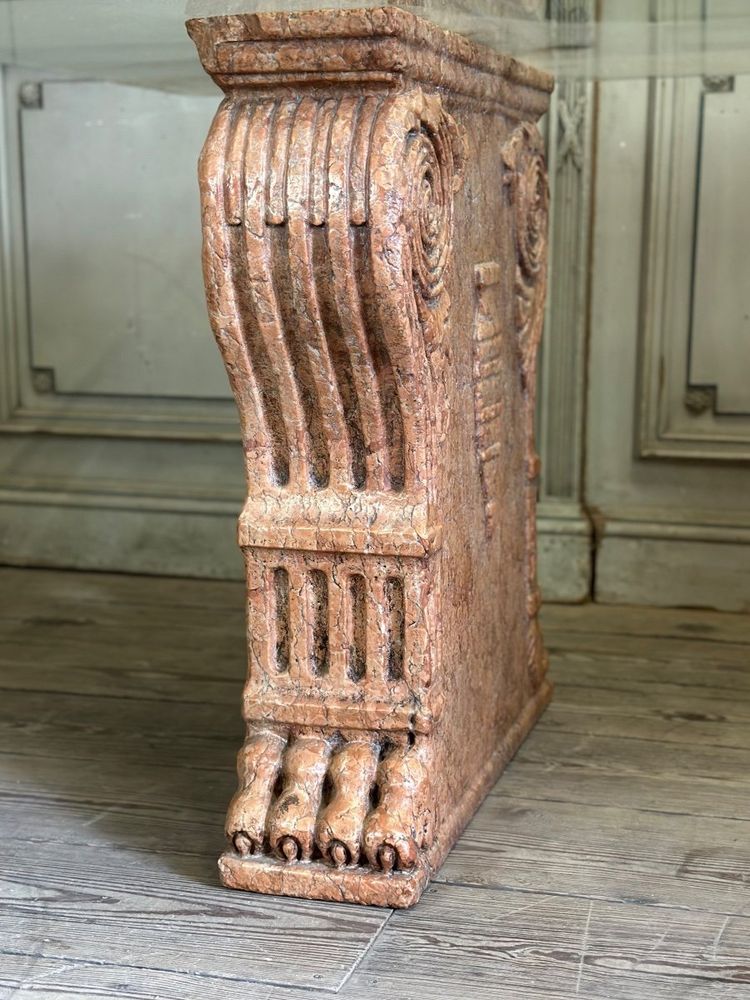 Paire De Socles De Table En Marbre Rouge De Vérone, Italie, XIXème Siècle