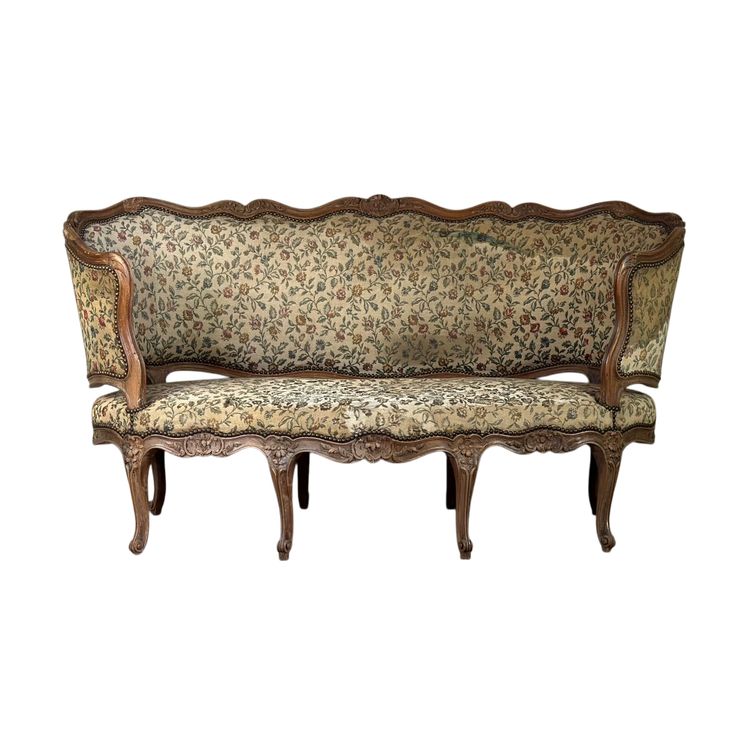 Banquette Corbeille Louis XV En Bois Sculpté, XVIIIème Siècle