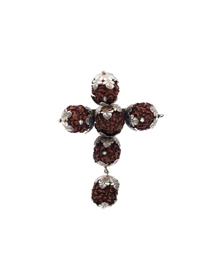 Set di semi di rudraksha in argento a 5 lati, gioielli indiani, induismo, mala