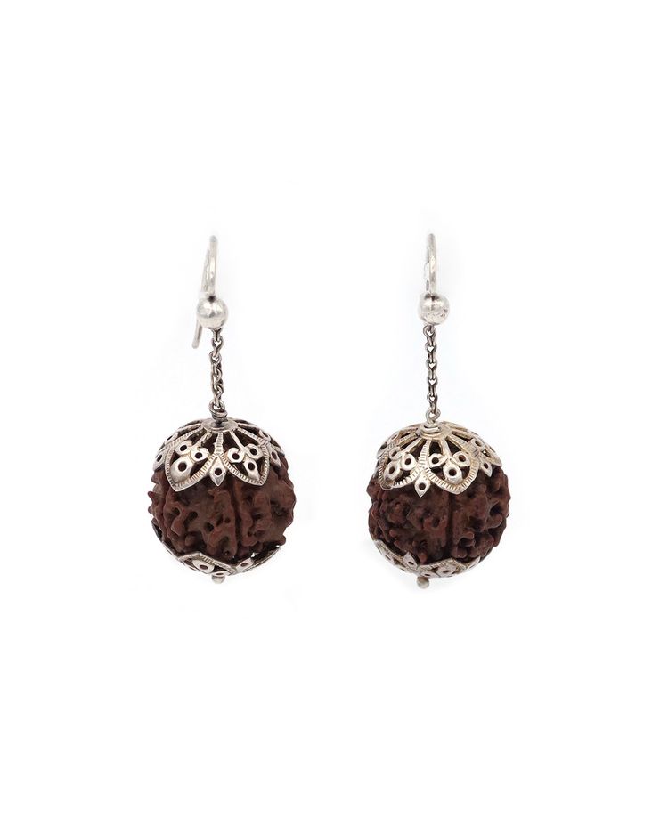 Set di semi di rudraksha in argento a 5 lati, gioielli indiani, induismo, mala