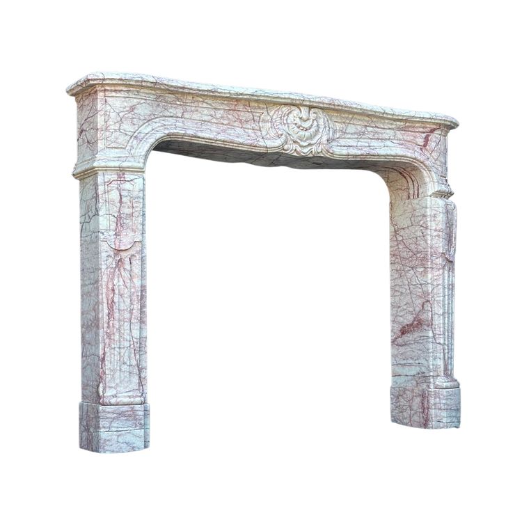 Caminetto in stile Luigi XV in marmo rosa, 1980 circa