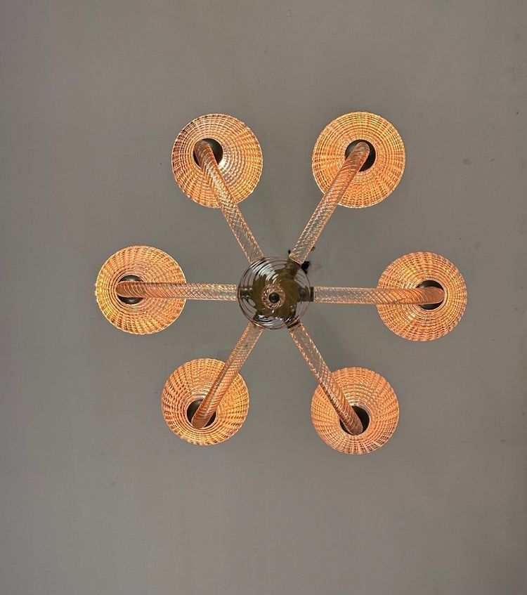 Venetian Pink Murano Glass Chandelier Circa 1930