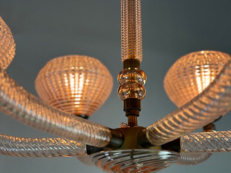Venetian Pink Murano Glass Chandelier Circa 1930