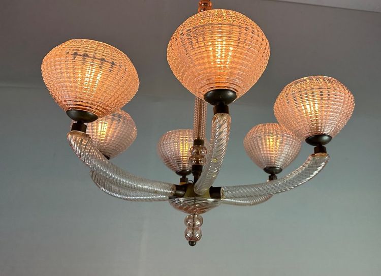 Venetian Pink Murano Glass Chandelier Circa 1930