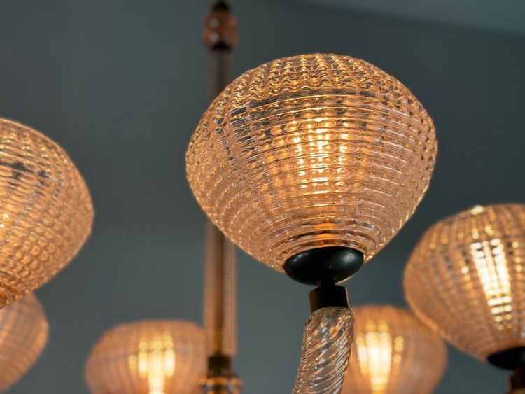 Venetian Pink Murano Glass Chandelier Circa 1930