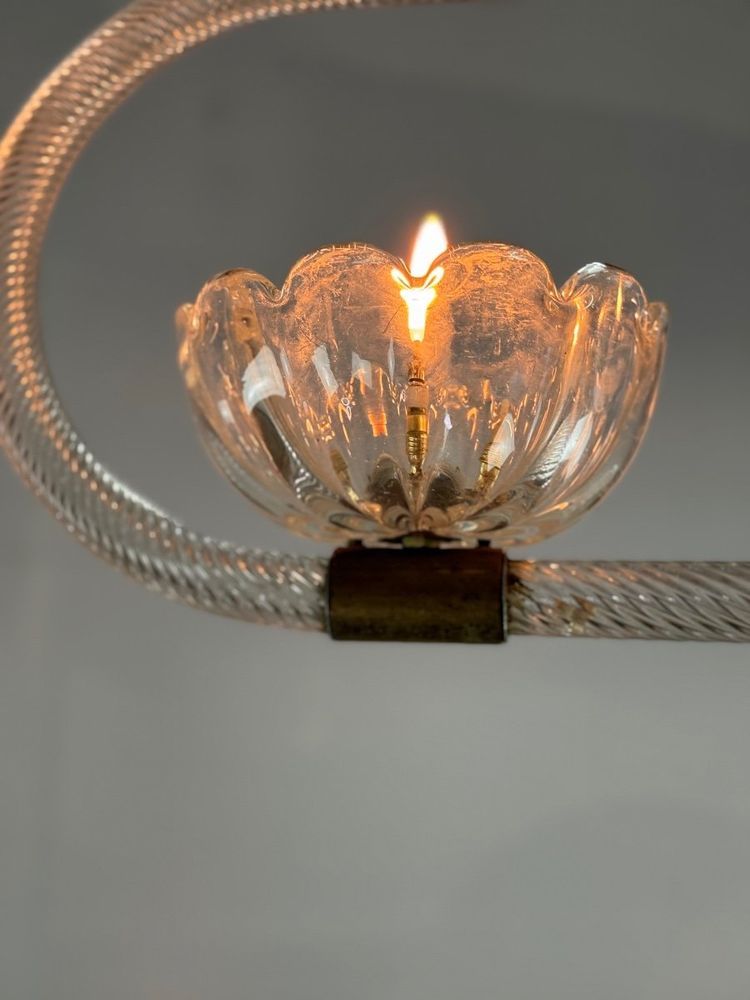 Lustre Vénitien En Verre De Murano Deux Points De Lumière Vers 1950