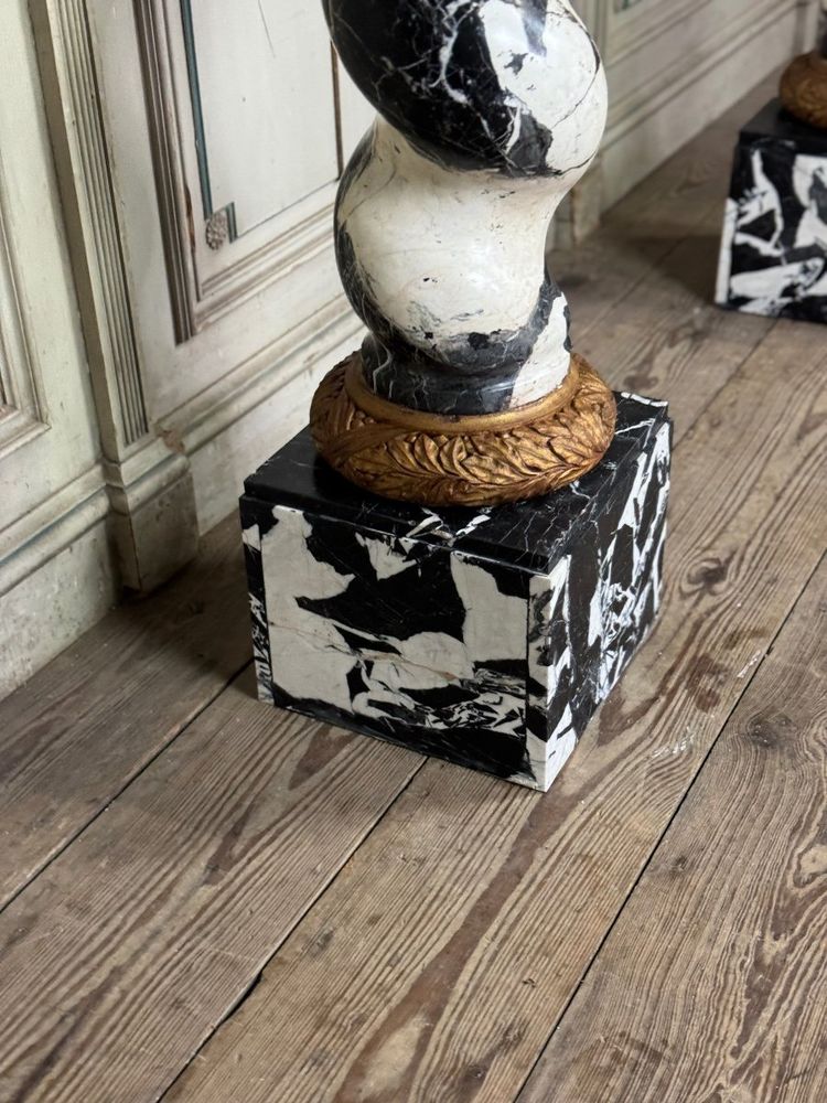 Pair Of Large Antique Marble Twisted Columns, 19th Century