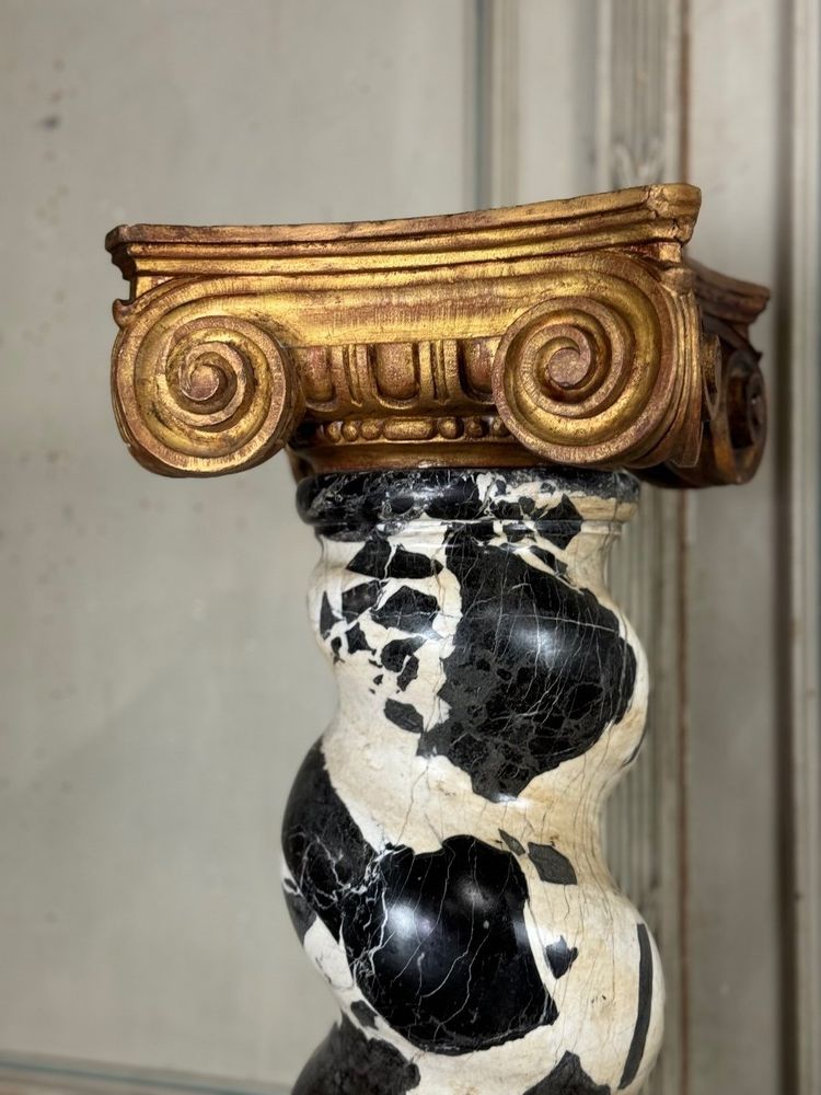 Pair Of Large Antique Marble Twisted Columns, 19th Century