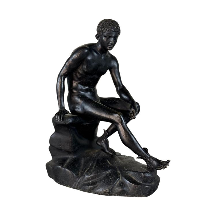 Hermès Au Repos, bronzo patina nera, qualità molto raffinata, inseguimento 19° secolo