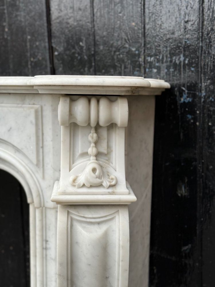 White Carrara Marble Regence Style Mantel, circa 1880