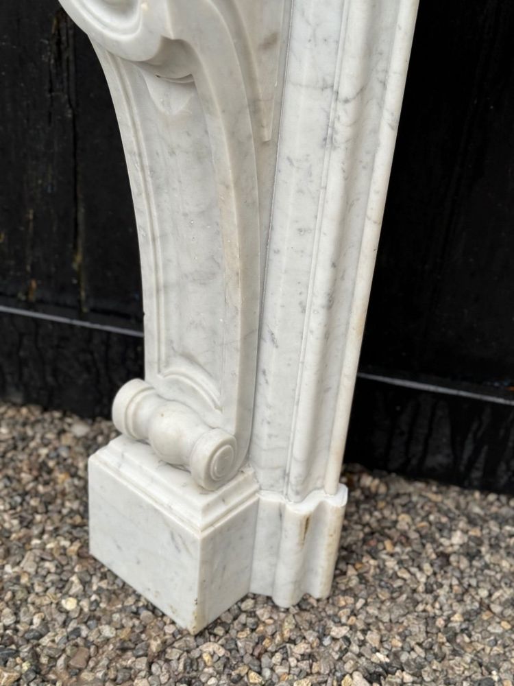 White Carrara Marble Regence Style Mantel, circa 1880