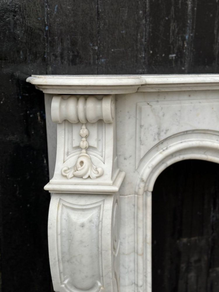 White Carrara Marble Regence Style Mantel, circa 1880