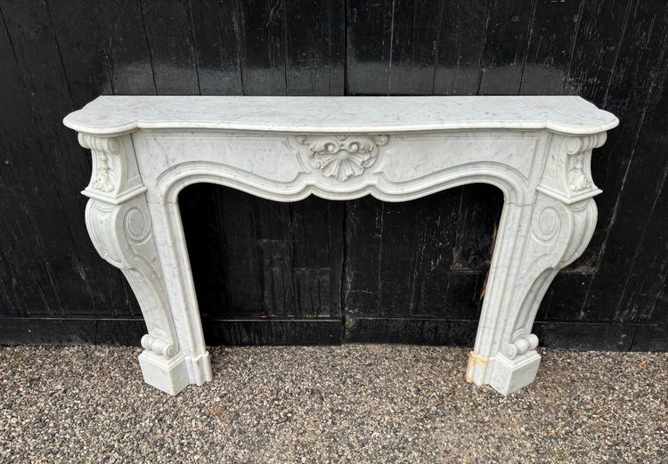 White Carrara Marble Regence Style Mantel, circa 1880