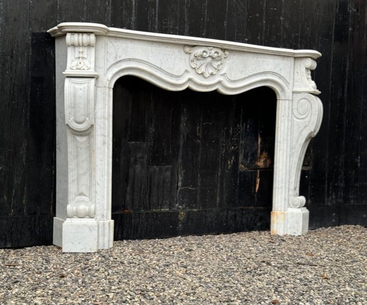 White Carrara Marble Regence Style Mantel, circa 1880