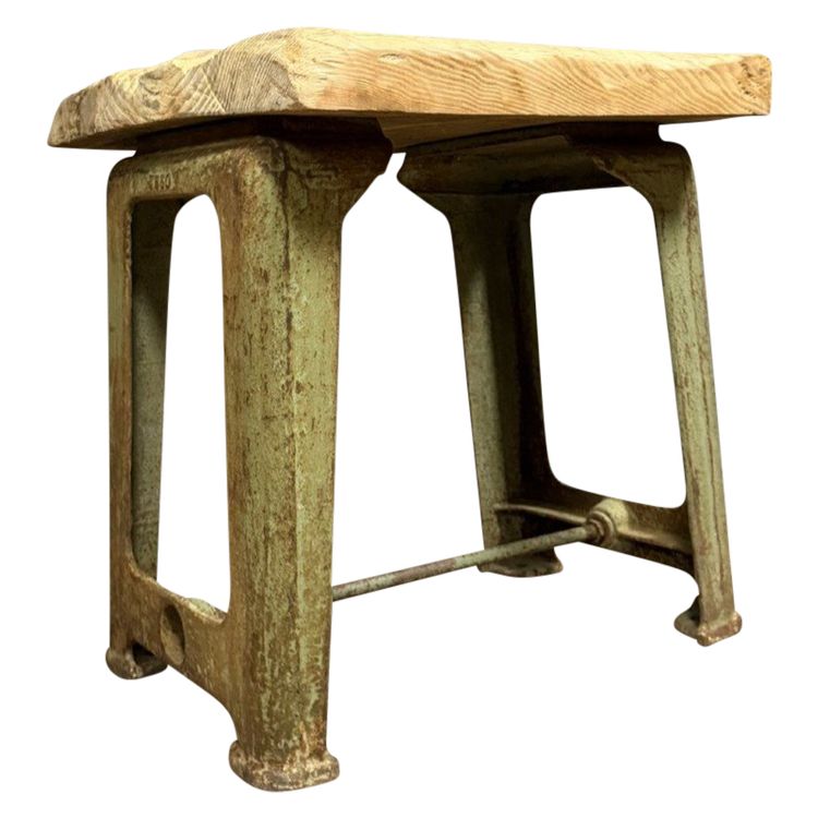 Ladentisch oder Schneidetisch aus Metall und Holz
