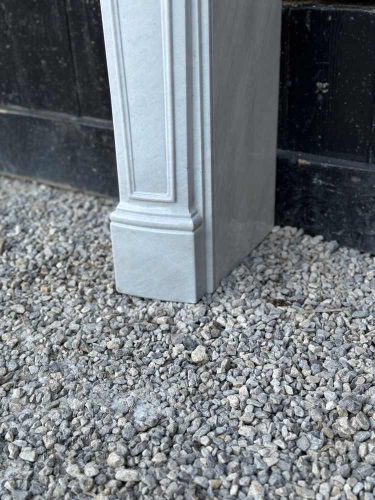 Louis XV Style Grey White Carrara Marble Mantel Circa 1980