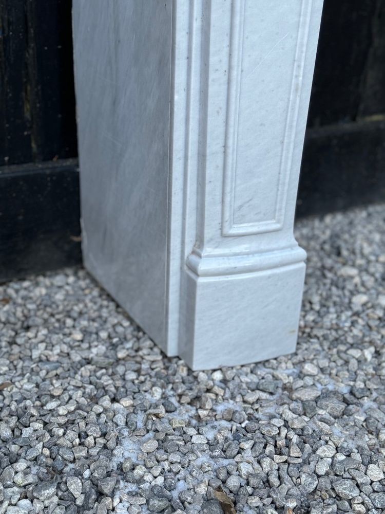 Louis XV Style Grey White Carrara Marble Mantel Circa 1980