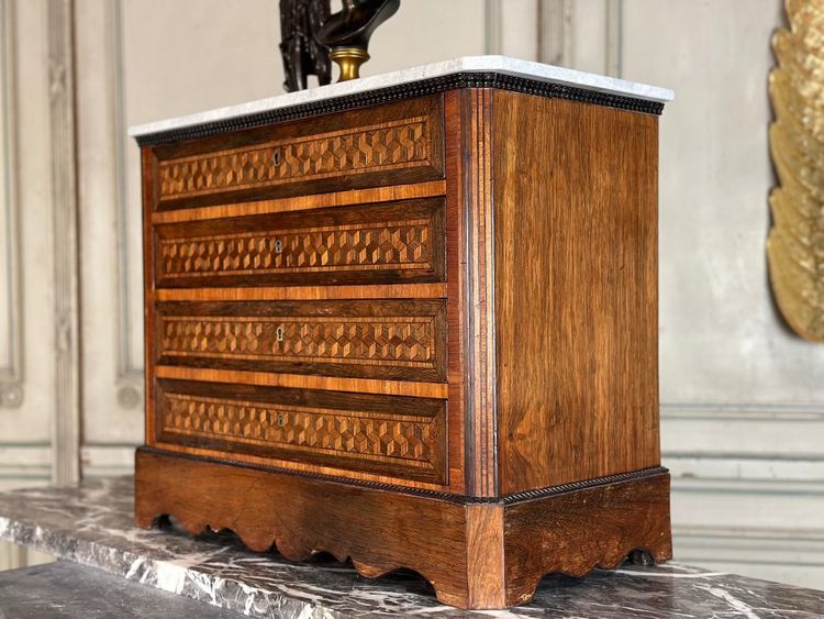 Miniatur-Kommode aus Mahagonifurnier, 19. Jh.