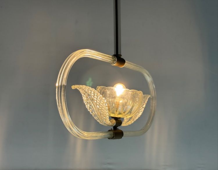 Venetian Colorless Murano Glass Chandelier Circa 1950