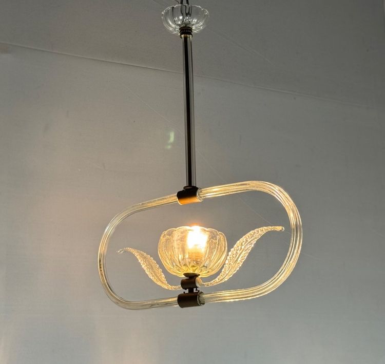 Venetian Colorless Murano Glass Chandelier Circa 1950