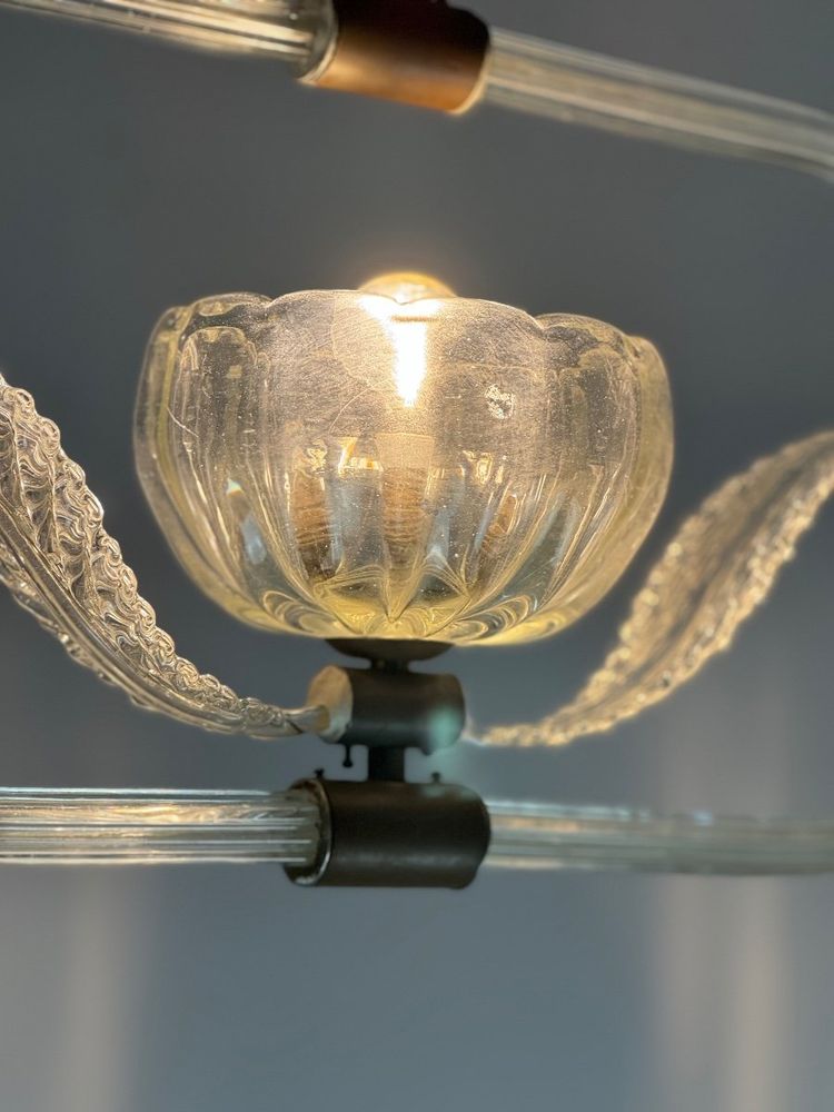 Venetian Colorless Murano Glass Chandelier Circa 1950