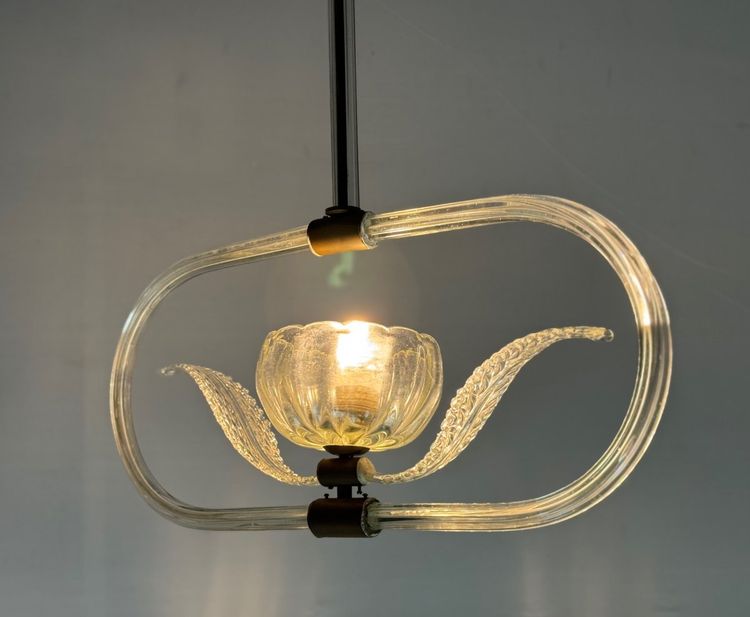 Venetian Colorless Murano Glass Chandelier Circa 1950