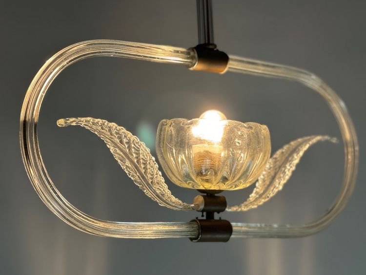 Venetian Colorless Murano Glass Chandelier Circa 1950