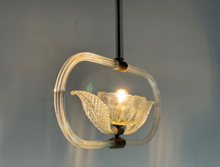 Venetian Colorless Murano Glass Chandelier Circa 1950