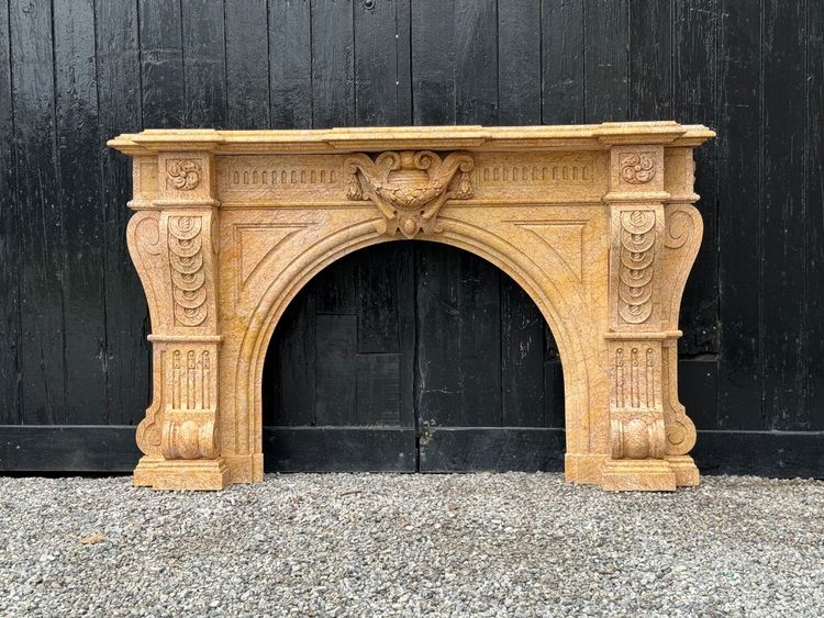 Napoleon III Style Lamartine Yellow Marble Mantel Circa 1880