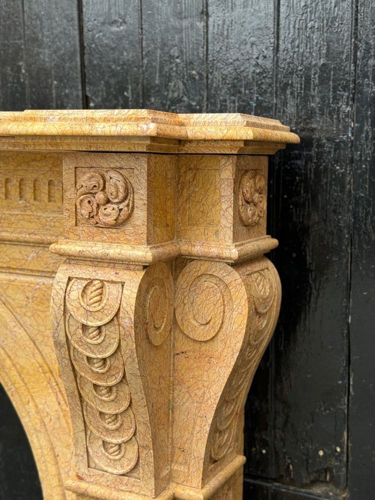 Napoleon III Style Lamartine Yellow Marble Mantel Circa 1880