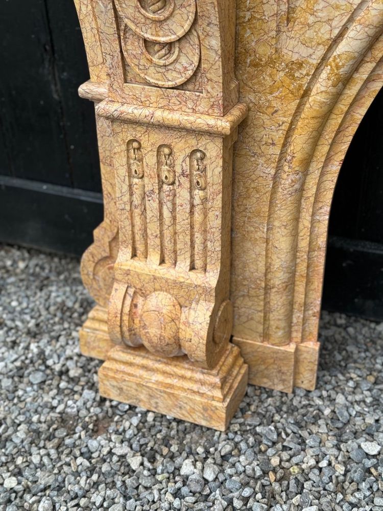 Napoleon III Style Lamartine Yellow Marble Mantel Circa 1880