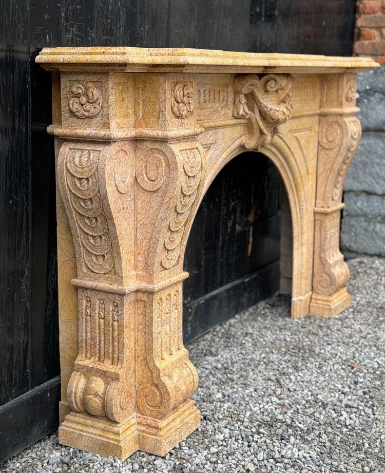 Napoleon III Style Lamartine Yellow Marble Mantel Circa 1880