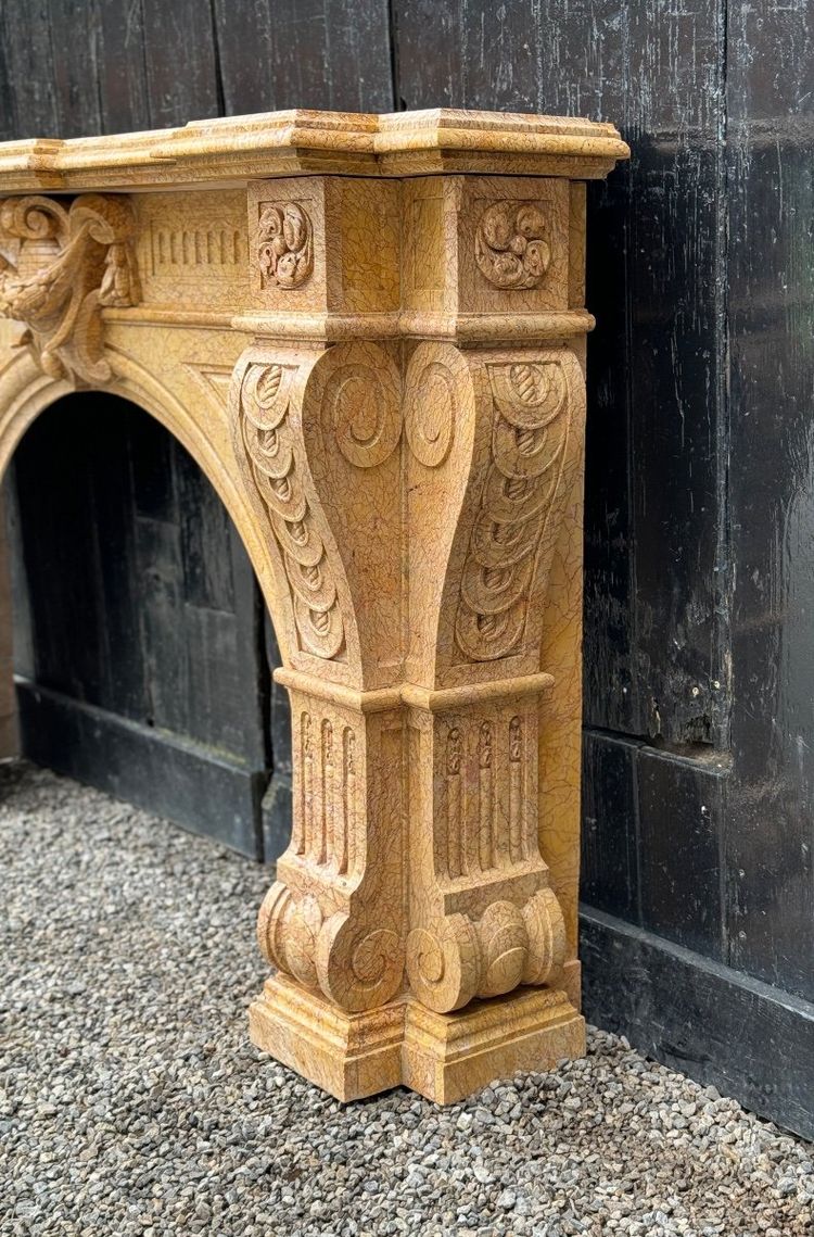 Napoleon III Style Lamartine Yellow Marble Mantel Circa 1880