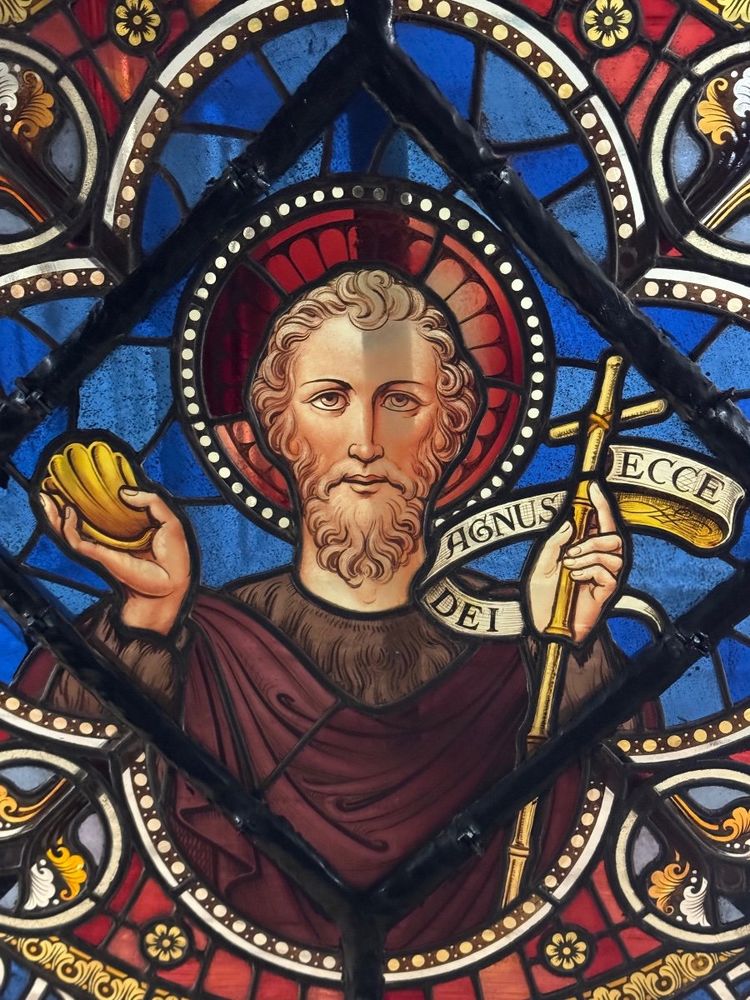 Large stained glass window in coloured leaded glass, circa 1880