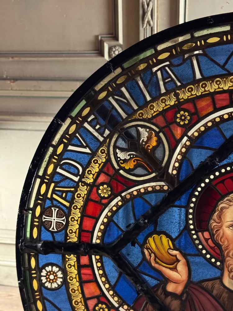 Large stained glass window in coloured leaded glass, circa 1880
