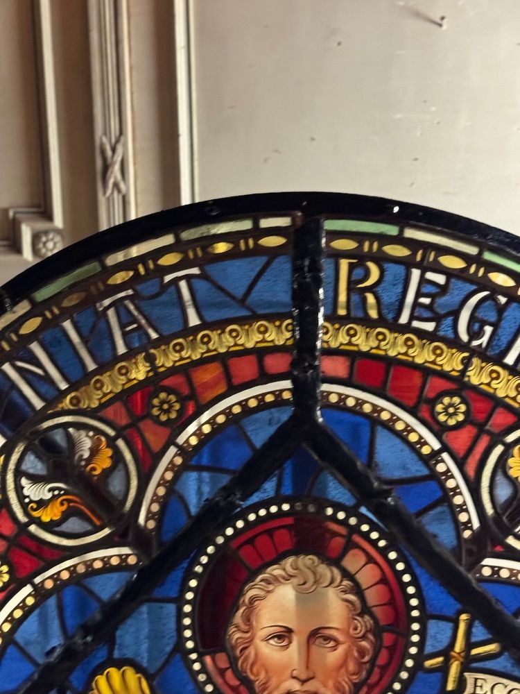 Large stained glass window in coloured leaded glass, circa 1880