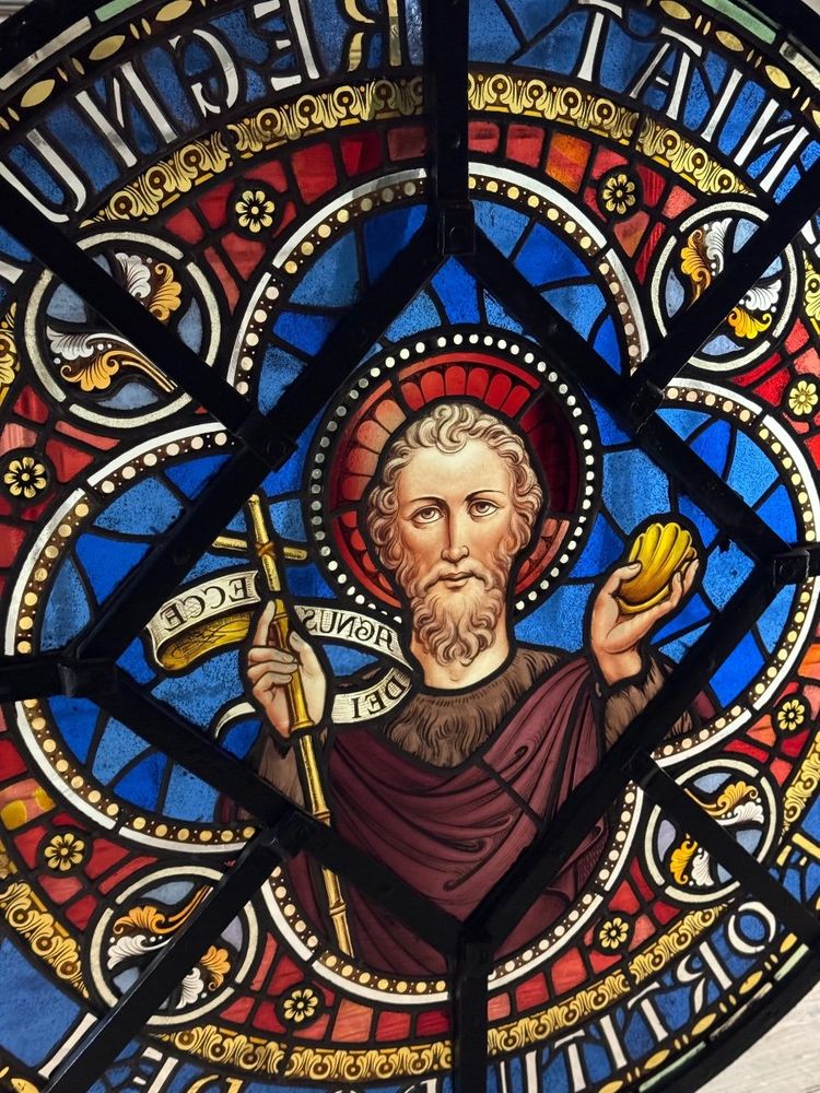 Large stained glass window in coloured leaded glass, circa 1880