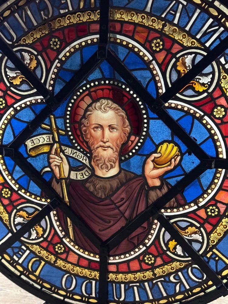 Large stained glass window in coloured leaded glass, circa 1880