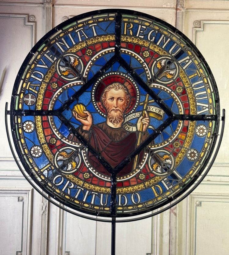Large stained glass window in coloured leaded glass, circa 1880