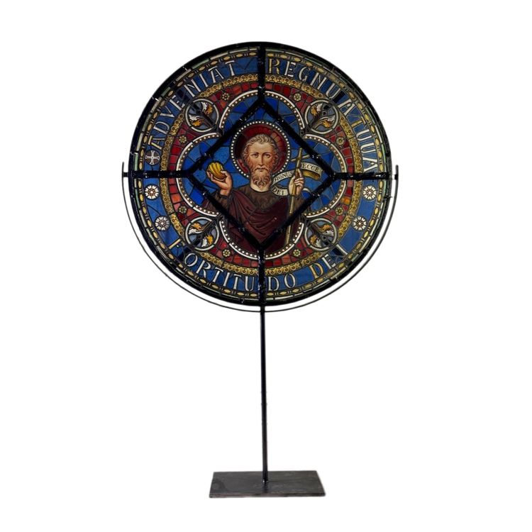Large stained glass window in coloured leaded glass, circa 1880